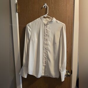 Ann Taylor Cream Button-Up Dress Shirt